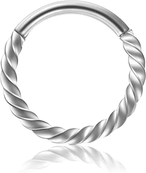 1 PC 16G Silver Diameter 6mm Fashionable Helix Twist Stainless Steel Earring Cartilage Nose Septum Spiral Ring Orbital Hoop Piercing Jewelry