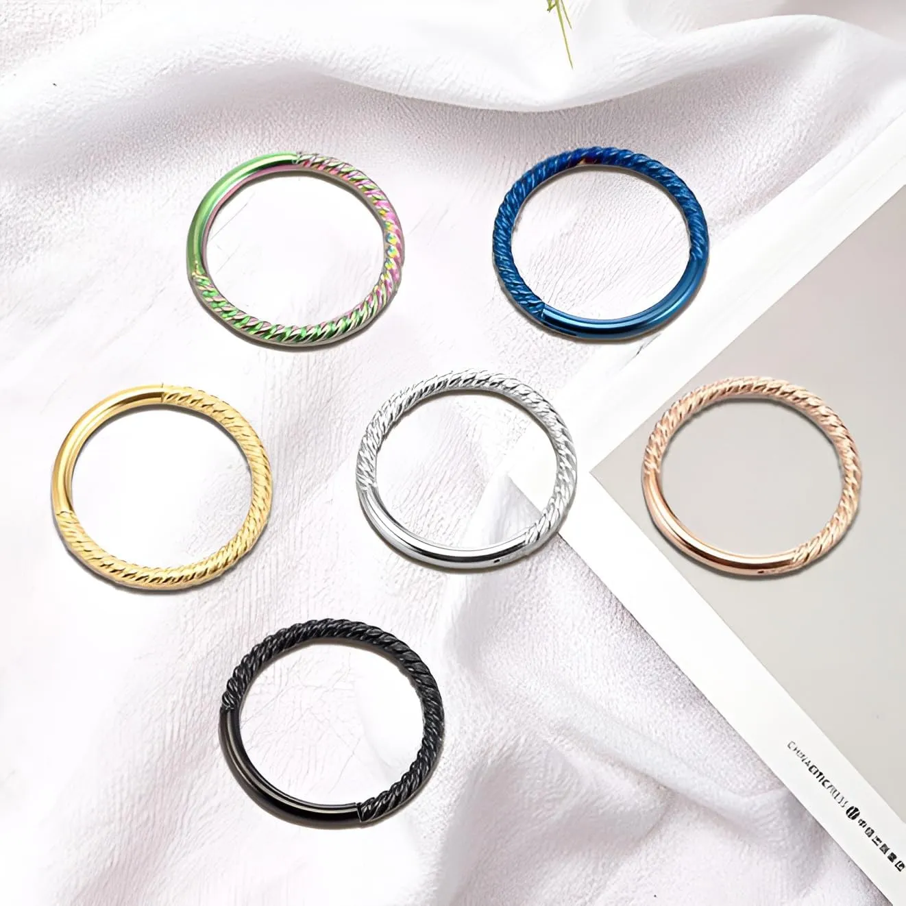 1 PC 16G Silver Diameter 6mm Fashionable Helix Twist Stainless Steel Earring Cartilage Nose Septum Spiral Ring Orbital Hoop Piercing Jewelry