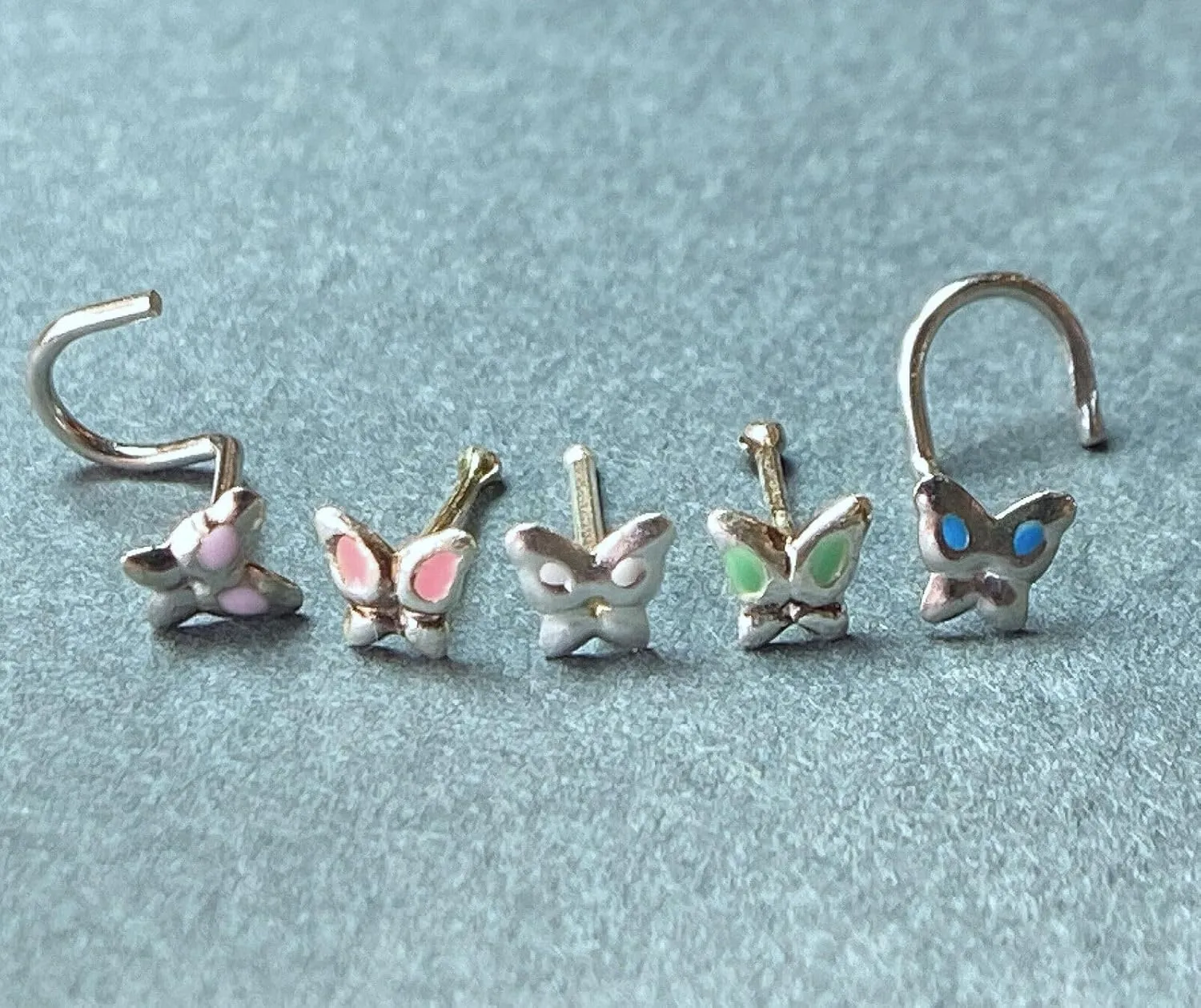 1 Piece Stunning .925 Sterling Silver Butterfly Nose Rings - 20g Stud or Screw - Body Jewelry