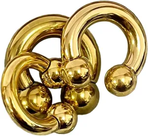 1 Piece Stunning Gold Circular Externally Threaded Barbell Horseshoe Ring - Septum Ear Cartilage Nipple Eyebrow - Body Jewelry