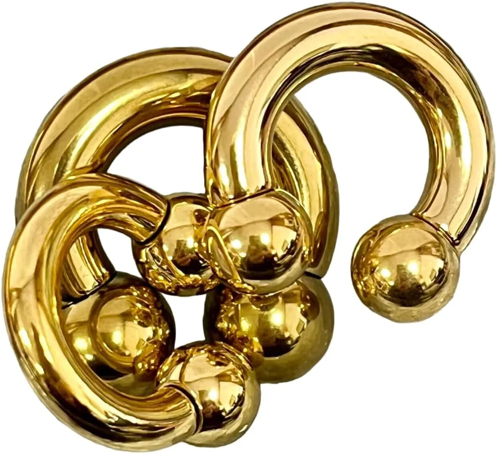1 Piece Stunning Gold Circular Externally Threaded Barbell Horseshoe Ring - Septum Ear Cartilage Nipple Eyebrow - Body Jewelry