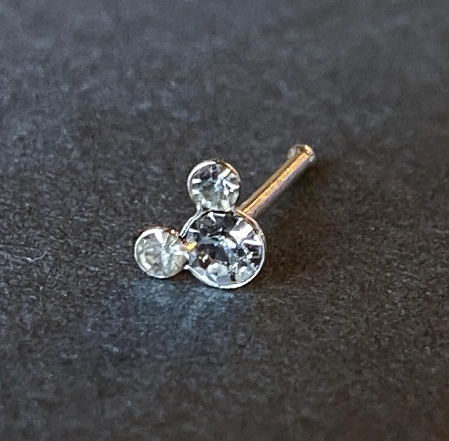 1 Piece Stunning Mouse CZ Gem .925 Sterling Silver Nose Stud Ring - Minnie Mickey - 20g - Body Jewelry