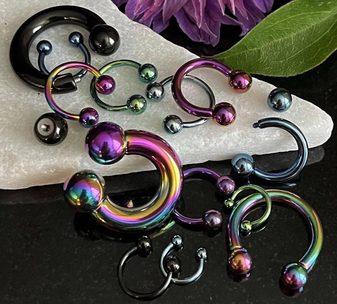 1 Piece Stunning Titanium Anodized Circular Barbell Horseshoe Septum, Eyebrow, Nipple Ring - Body Jewelry