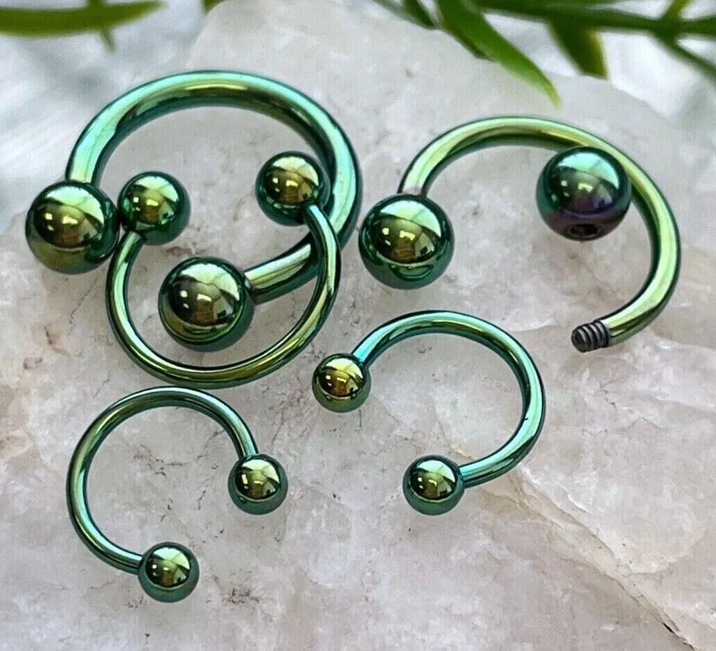 1 Piece Stunning Titanium Anodized Circular Barbell Horseshoe Septum, Eyebrow, Nipple Ring - Body Jewelry