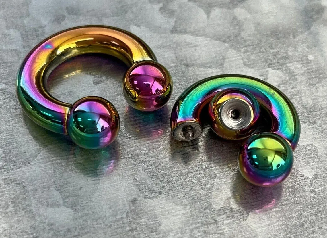 1 Piece Stunning Titanium Anodized Circular Barbell Horseshoe Septum, Eyebrow, Nipple Ring - Body Jewelry
