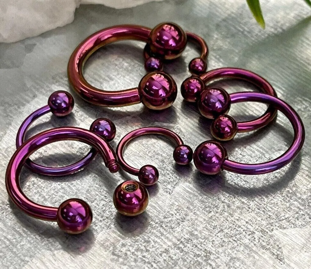 1 Piece Stunning Titanium Anodized Circular Barbell Horseshoe Septum, Eyebrow, Nipple Ring - Body Jewelry