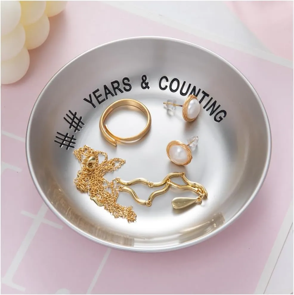 10 Year Anniversary Tin for Her Him - Wedding Tin Jewelry Ring Holder Dish, 10 Year Anniversary Tin Gifts for Wife, Couple, Parents, Friend Her Him