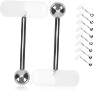 10Pcs Oval Tongue Rings Body Jewelry Creative Body Piercing Decor for Everyday Wear Comfortable Bright Colors Suitable for Parties and Events