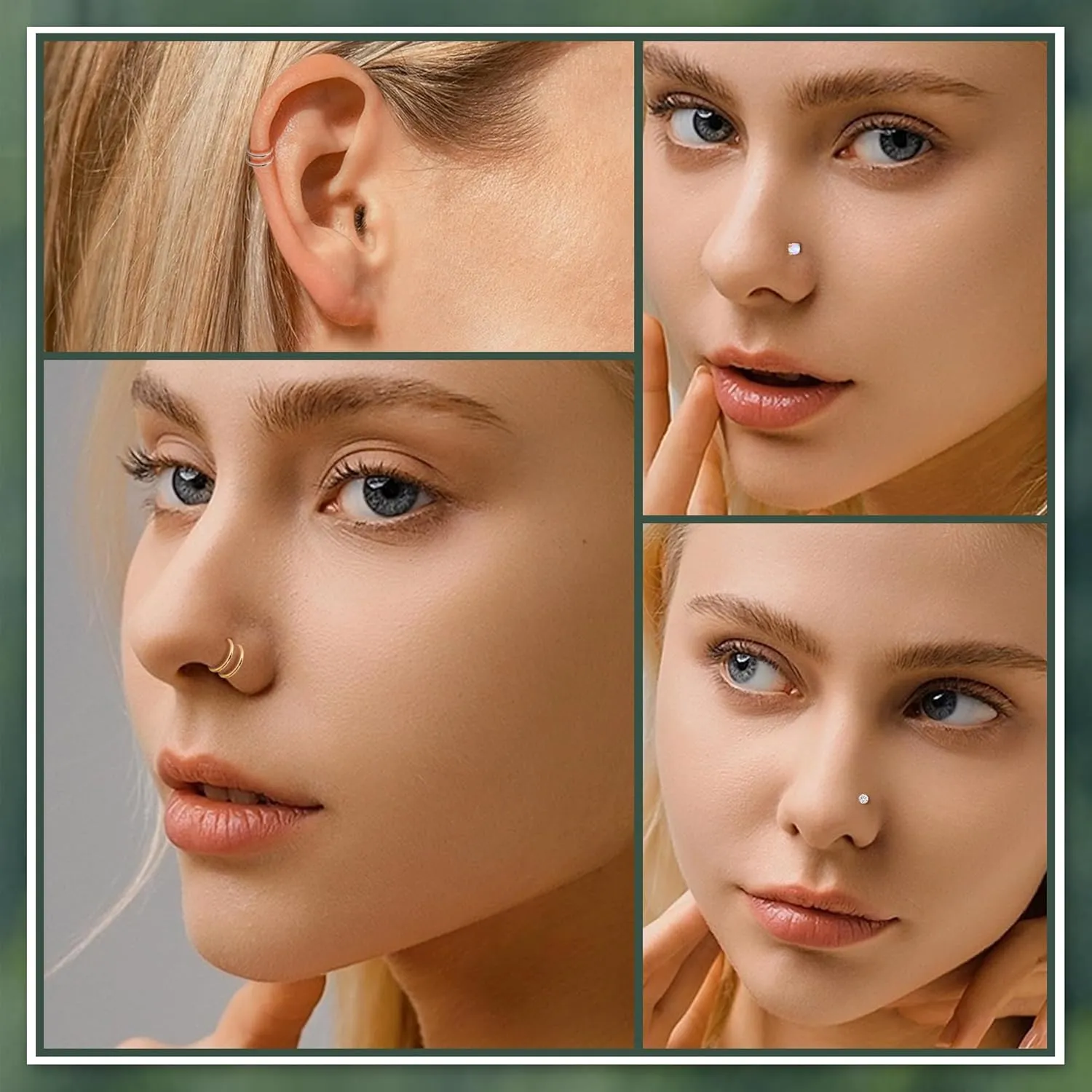 12PCS 20G G23 Titanium Nose Rings for Women Men Double Nose Rings Hoops for Sensitive Skin L Shaped Nose Studs Hypoallergenic CZ Ball Nose Piercing Jewelry