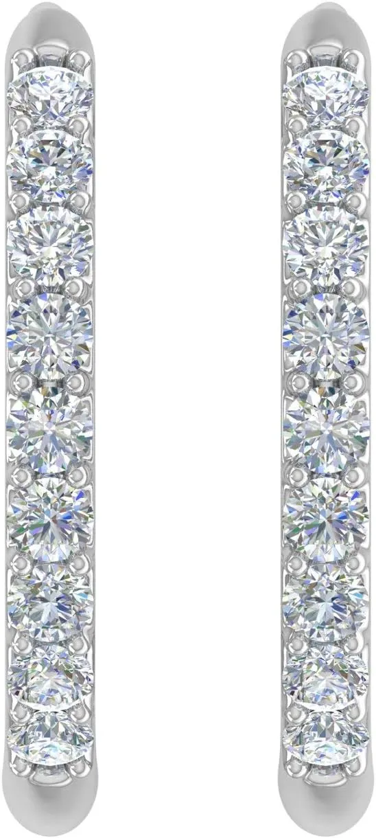 1/4 to 1 Carat (ctw) Round White Diamond Ladies Hoop Earrings in 14K Gold (I1-I2 Clarity)