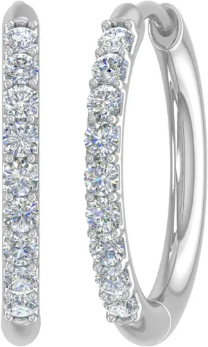 1/4 to 1 Carat (ctw) Round White Diamond Ladies Hoop Earrings in 14K Gold (I1-I2 Clarity)