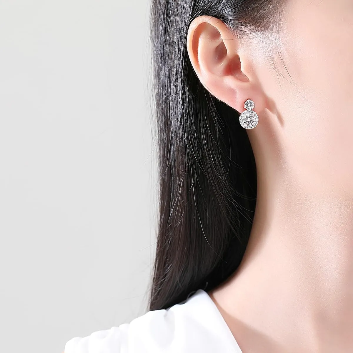 14K Gold 3cttw Diamond Stud Earrings for Women,VVS1 D-Color, Birthday Gift for Mom