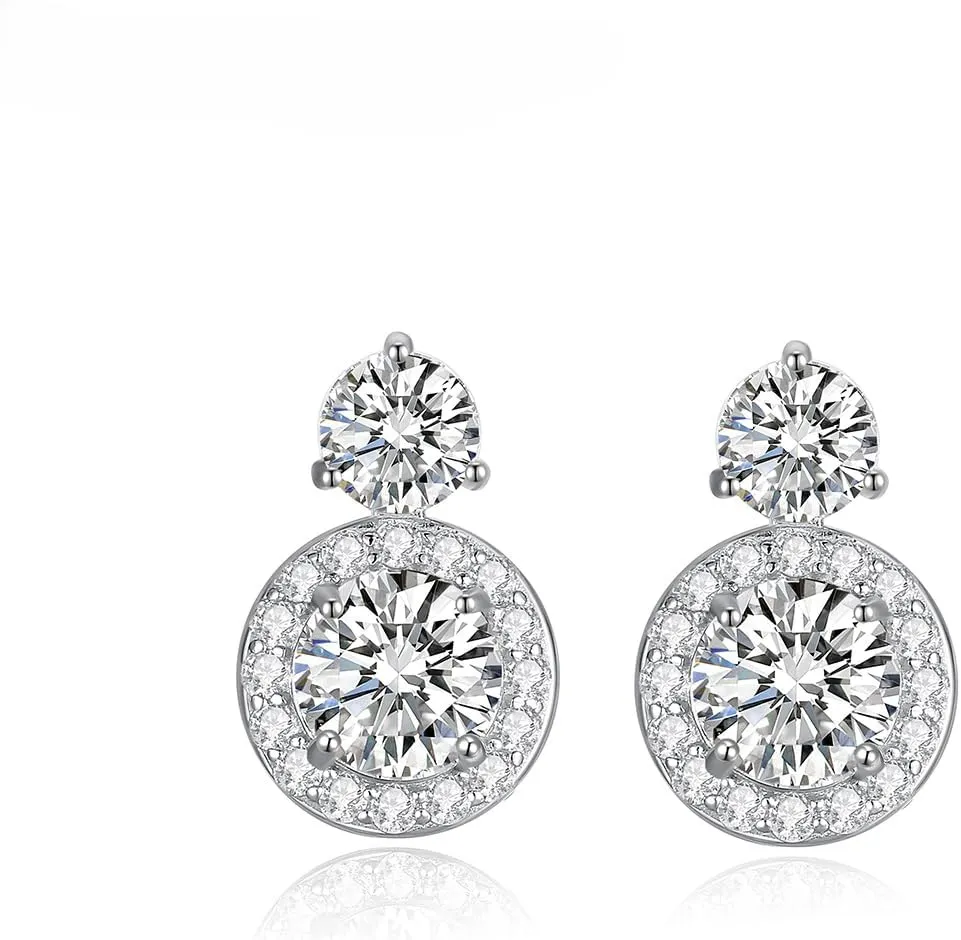 14K Gold 3cttw Diamond Stud Earrings for Women,VVS1 D-Color, Birthday Gift for Mom