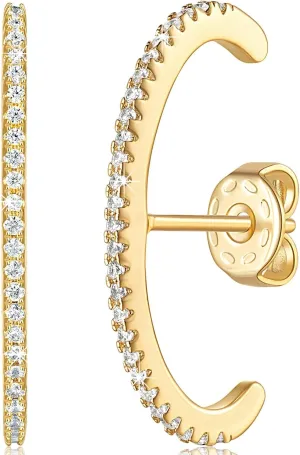 14K Gold Earrings for Women Trendy Unique Earring for Women Minimalist Ear Cuff Earring Earlobe Gold Jewelry Studs 23.5MM