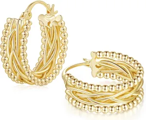 14K Gold Hoop Earrings for Women 14K Gold Chunky Hoop Earrings Chic Hoops Earring Gifts for Women