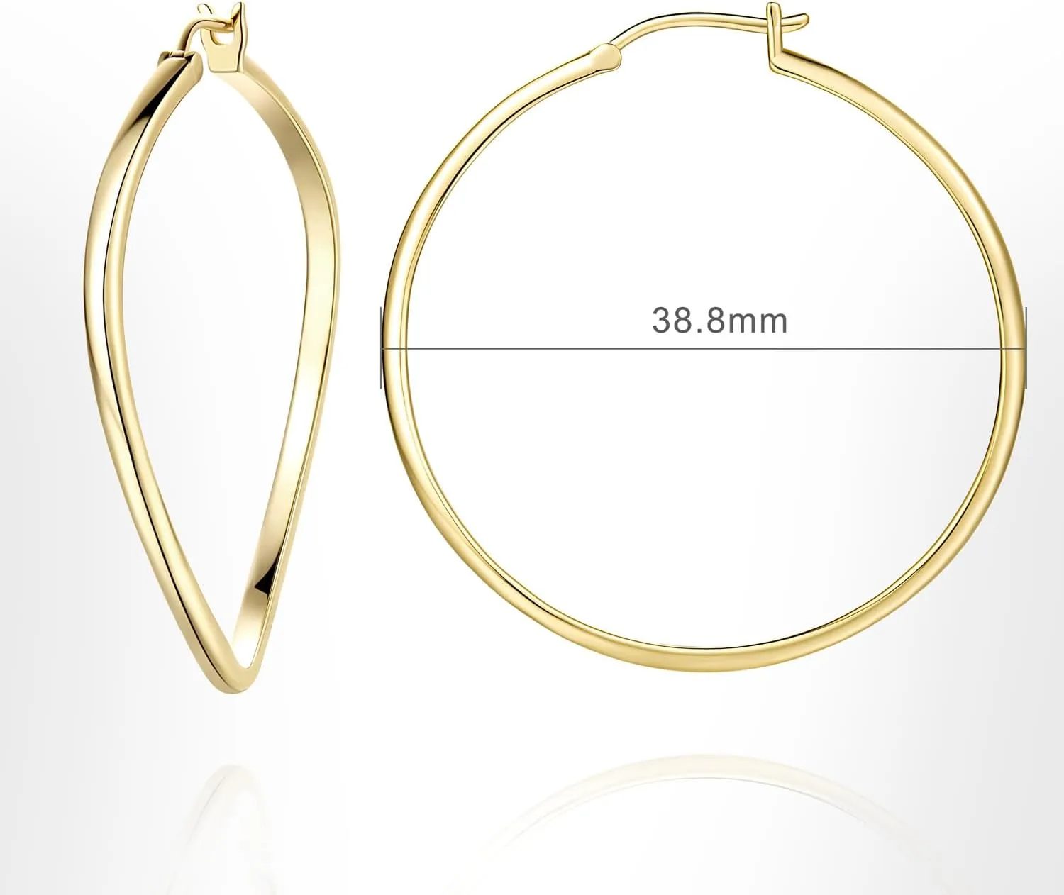 14K Gold Hoop Earrings for Women Large 14K Gold Earrings for Women Hoops Earring Elegant Twisted Big Womens Earring 40mm