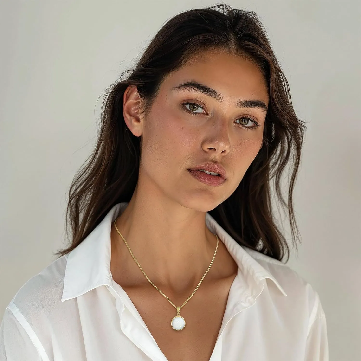 14K Gold Opal Necklace for Women - Solid Gold Necklaces - Gold Pendant Necklace - Gold Statement Necklace for Women - Opal Pendant Necklace - Anniversary Gifts for Wife - Opal Jewelry