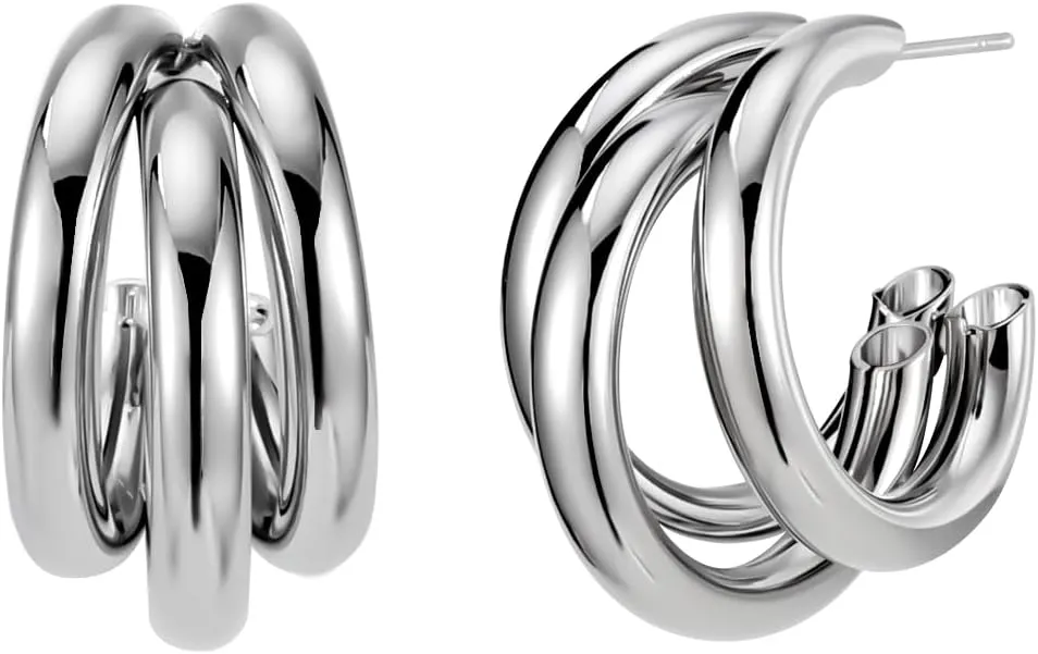 14K Gold Plated Claw Cuff Earrings, 925 Sterling Silver Post Huggie Earrings for Women Girls, Trendy Minimalist Multi Hoops Claws Wrap Stud Earrings Dainty Jewelry