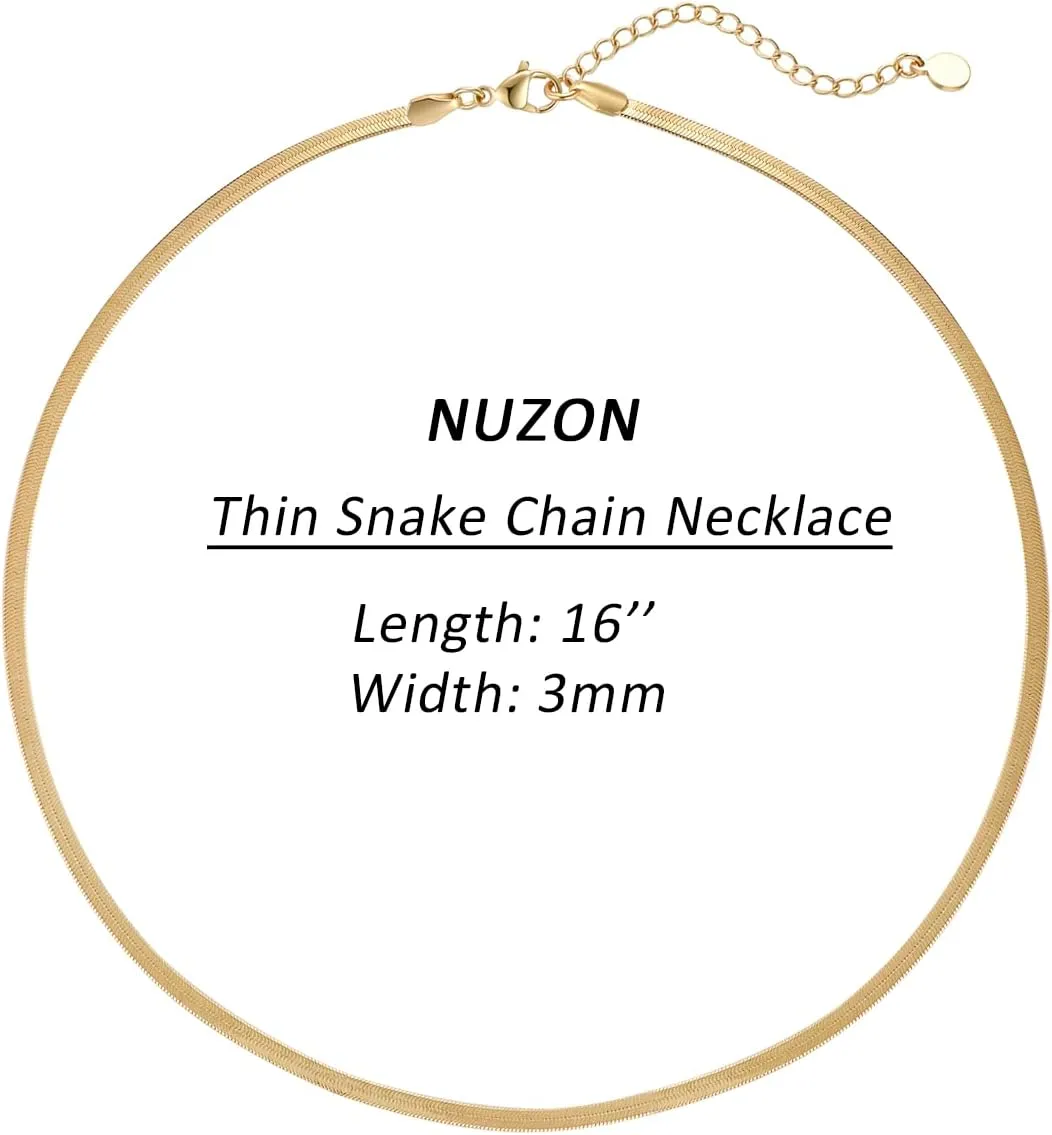 14K Gold Plated Dainty Choker Necklace for Women & Girls | Snake, Cuban Link, Paperclip, Ball Beaded, Tennis Chain, Natural Freshwater Pearl Necklace Fashion Jewelry Gift