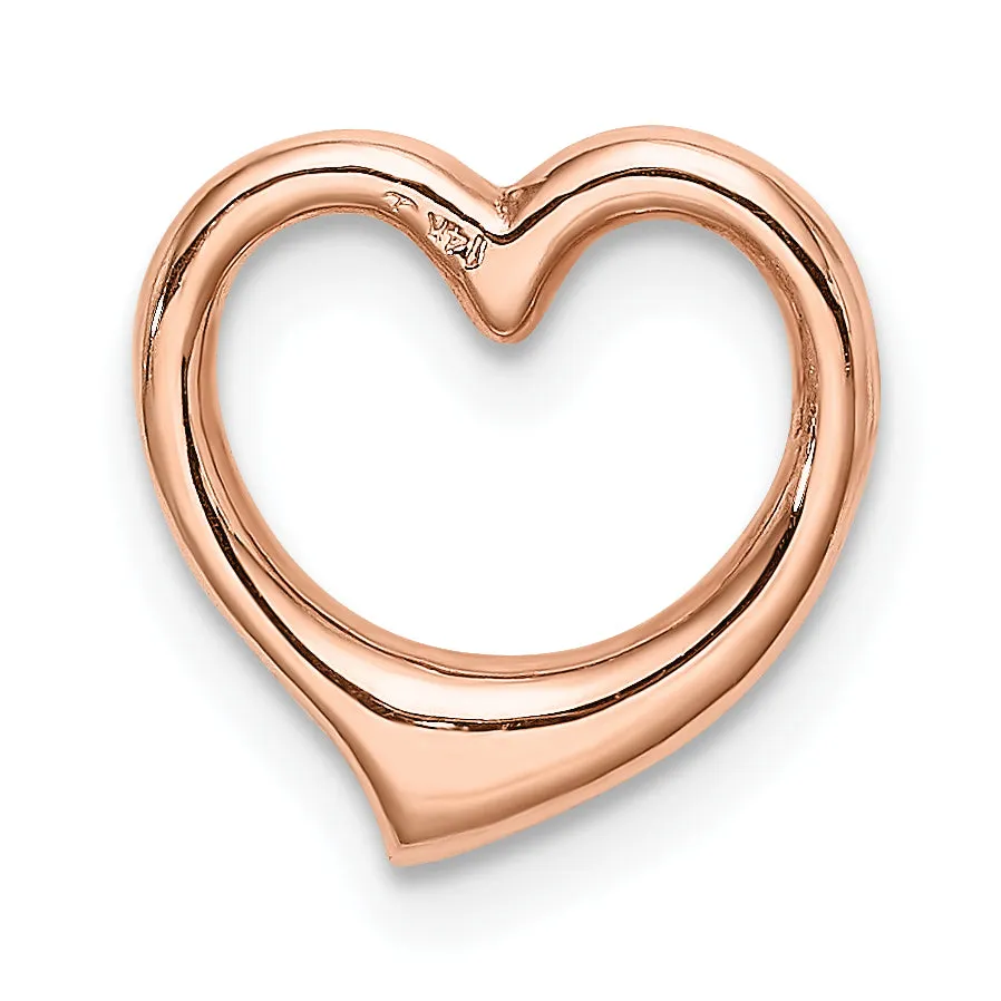 14K Rose Gold Polished Heart Design Chain Slide Pendant