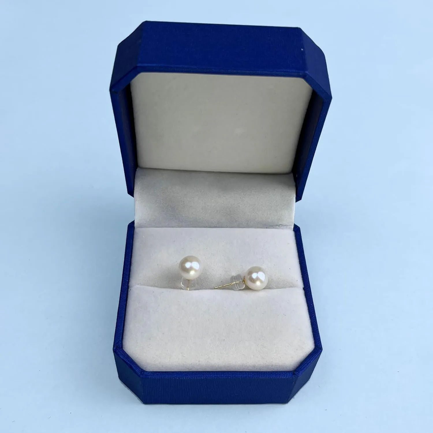 14K Solid Gold Earrings with Akoya Cultured Pearl Studs, Classic Round Blue/Golden/White Pearl, Hypoallergenic for Sensitive Ears, Jewelry Gifts for Women