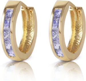 14k Solid Yellow Gold Huggie Hoop Wrap Cuffs Earrings with Stunning 0.95 CTW Princess Cut 10 pieces Natural Tanzanites - Perfect for Petite Ears Anniversary Birthday December Birthstone