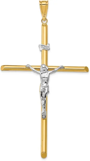 14k Two-Tone Polished Jesus Crucifix Pendant, 14k Two-tone
