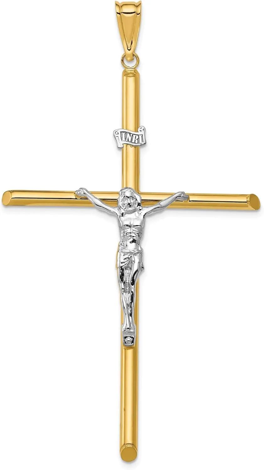 14k Two-Tone Polished Jesus Crucifix Pendant, 14k Two-tone