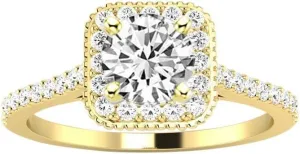 14K White Gold 1 Carat LAB GROWN DIAMOND Stunning Vintage Halo Style Round Cut Diamond Engagement Ring With Milgrain (G-H Color VS1-VS2 Clarity 0.75 Ct Center)