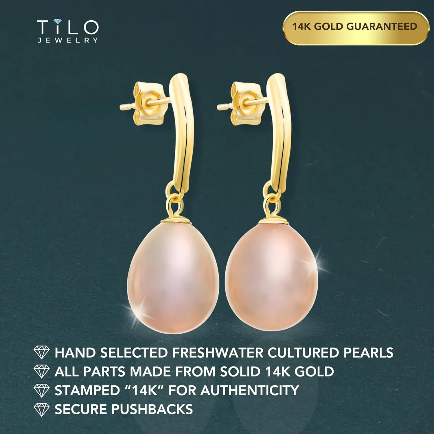 14k Yellow Gold Freshwater Cultured Drop Pearl Earring