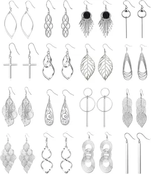 16 Pairs Drop Dangle earrings for Women Fashion Jewelry Dangly Wholesale Earrings Vintage Boho Bohemian Earrings Set