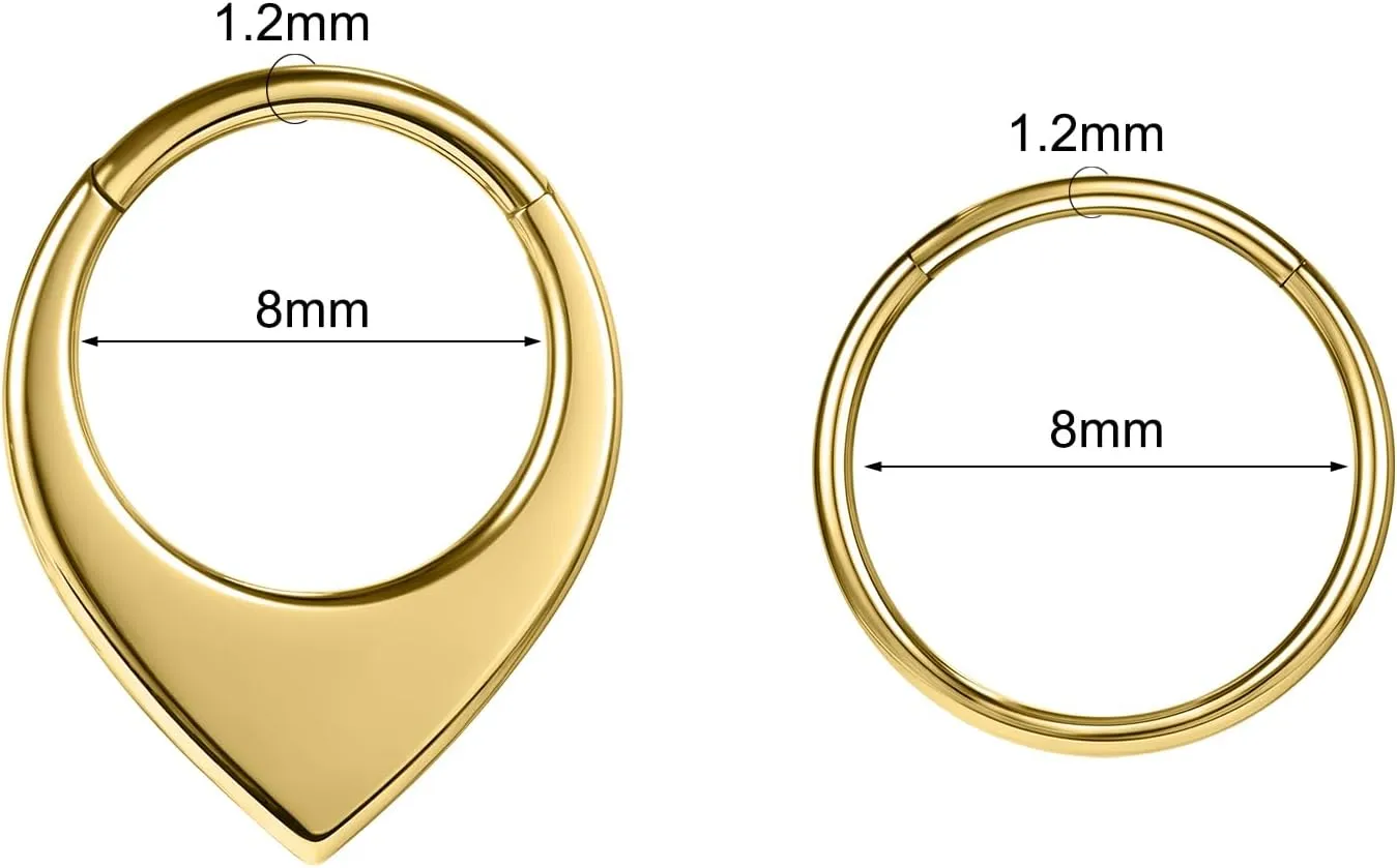 16G 8mm/10mm Nose Rings Hoops Surgical Steel Septum Rings Hoops Hinged Segment Nose Cartilage Clicker Hoop Earrings Piercing Rings for Piercing Rings for Women Men Gold Silver
