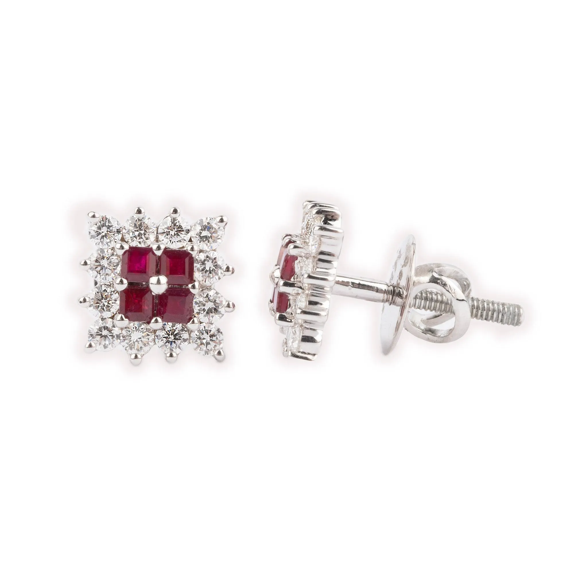 18ct White Gold Diamond & Ruby Chain, Pendant and Earrings Set CH11807-16 MCS2597 MCS2598