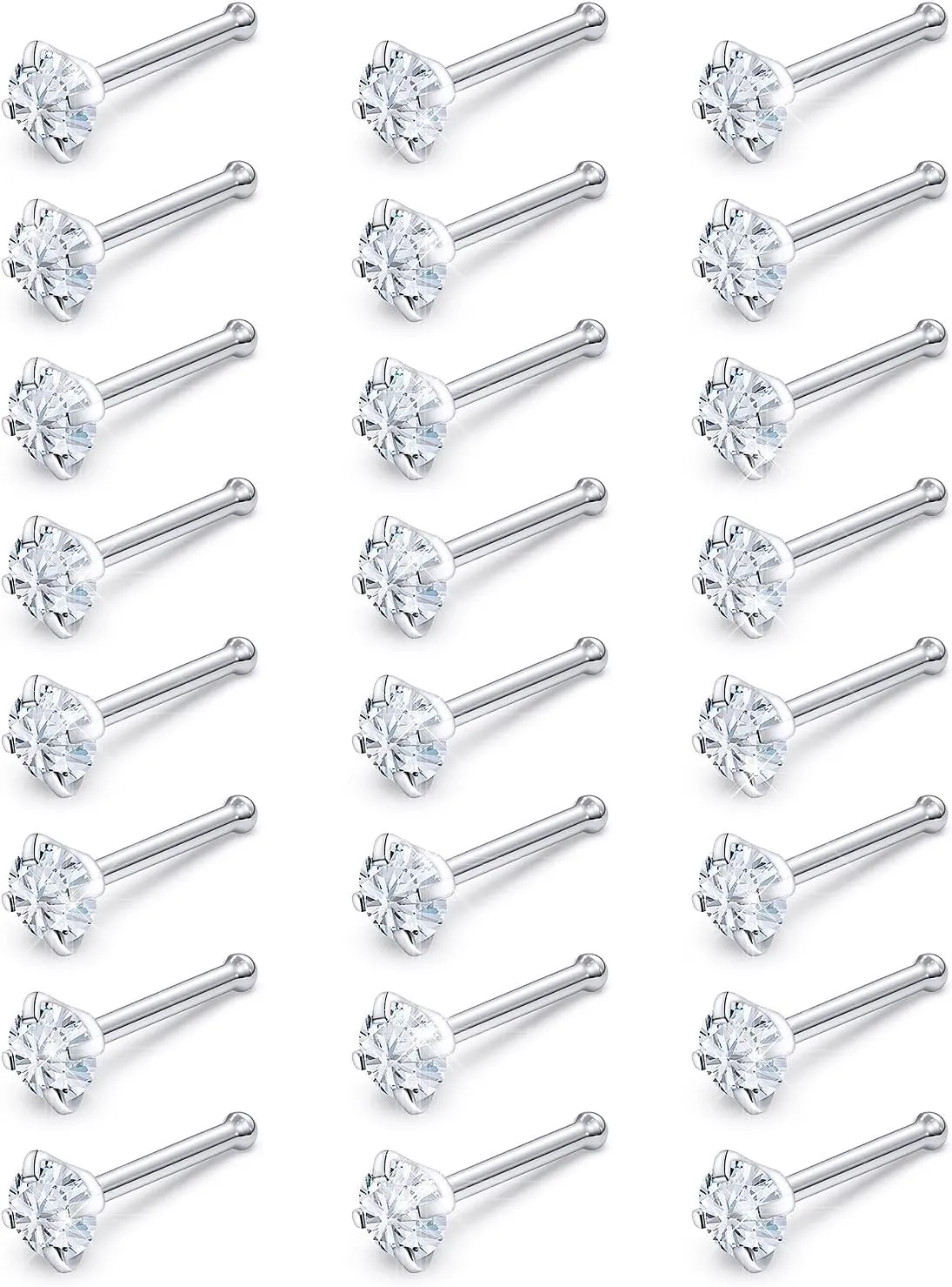 18G 20G Straight Nose Rings Stud Surgical Stainless Steel Nose Studs Cute Nose Ring Stud 20 Gauge 18 Gauge Nose Piercing Jewelry For Women Men Body Piercing Jewelry 1.5Mm 2Mm 2.5Mm 3Mm
