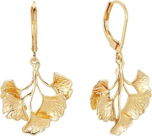 18K Gold Gold Statement Earrings for Women Leaf Drop Dangle EarringsLong Hanging Earrings Large Geometric Dangle Earrings Bohemian Earrings