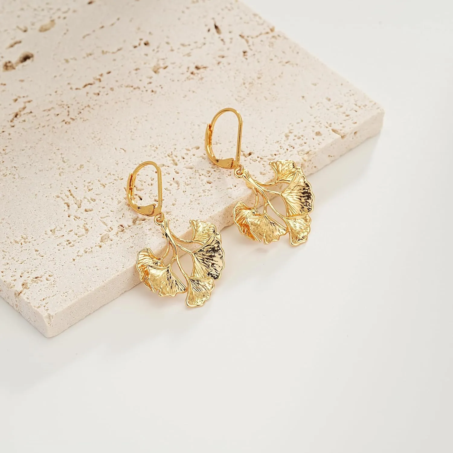 18K Gold Gold Statement Earrings for Women Leaf Drop Dangle EarringsLong Hanging Earrings Large Geometric Dangle Earrings Bohemian Earrings