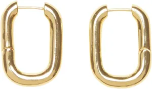 18K Gold Plated Brass French Styled Chunky Hoop Earrings, Oval Hoops, Women Minimalist Jewelry, Bold Gold Hoops