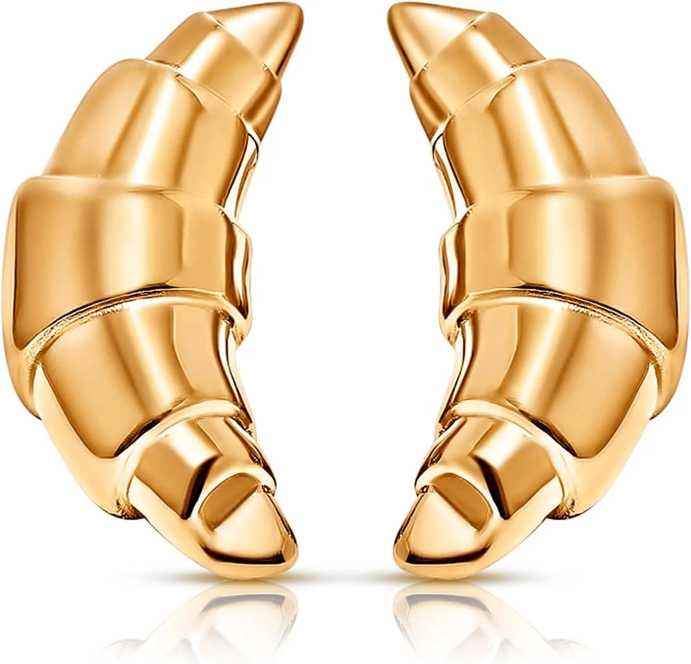 18K Gold Plated Croissant Stud Earrings  Valentines Earrings for Women, Elegant Gold Earrings, Hypoallergenic Valentines Jewelry Gift for Women, Tarnish-Resistant