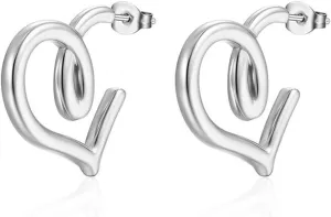 18K Gold Plated Geometric Hoop Stud Earrings Modern Twist Loop Dangle Minimalist Statement Jewelry for Women, Hypoallergenic Stainless Steel Lightweight Gift for Party Casual