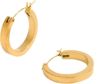 18k Gold Plated Hoop Earrings for Women - Large Gold flat Hoops - Gold Hoops - Hypoallergenic Earring Set - Nickle Free Earrings