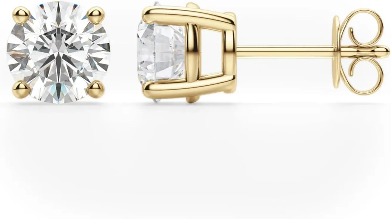 1Ct Round Cut Diamond Stud Earrings 14K Gold Plated