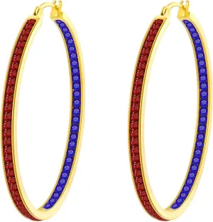 2 Inch Stunning Stainless Steel Multi-colors Cubic Zirconia Hoop Earring for Women Hypoallergenic Jewelry for Sensitive Ears Large Big Hoop Earrings 50MM