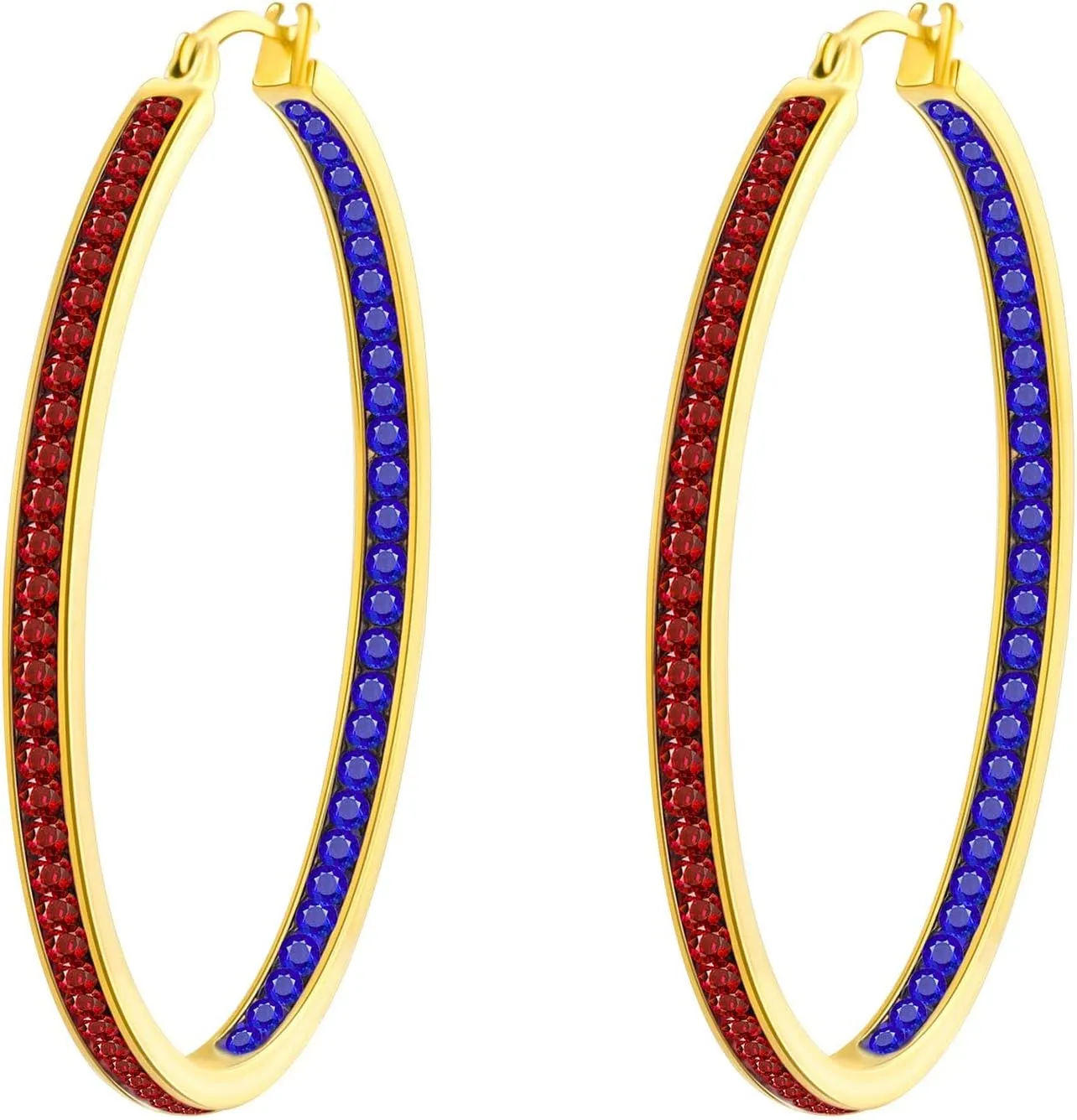 2 Inch Stunning Stainless Steel Multi-colors Cubic Zirconia Hoop Earring for Women Hypoallergenic Jewelry for Sensitive Ears Large Big Hoop Earrings 50MM
