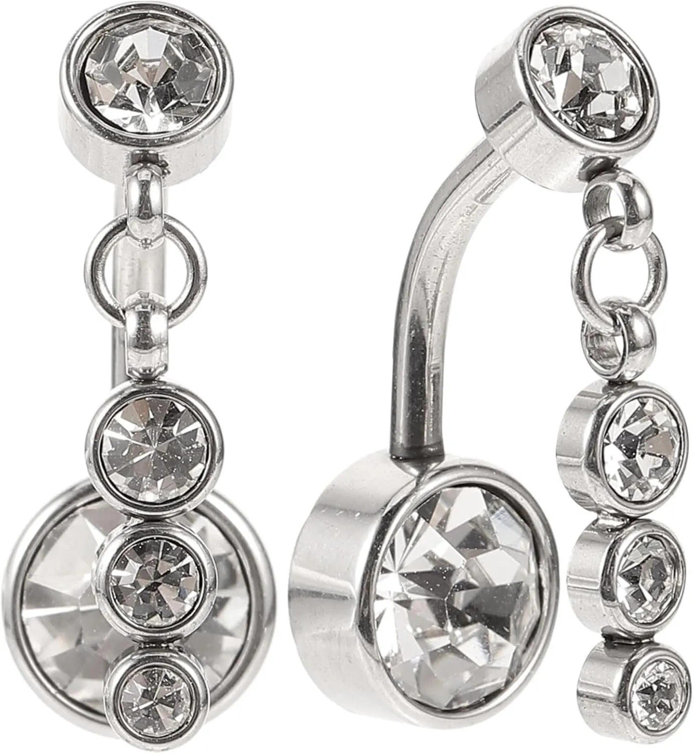 2 pcs Rhinestone Belly Button Rings for Women Navel Piercing Jewelry Fashionable Belly Button Accessories for Parties and