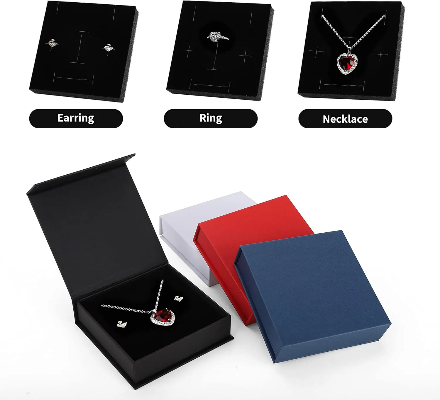 20 Pack Jewelry Gift Boxes Necklace Earring Ring Box Gift Box with Cotton Filled and Lids,Jewelry Box Gift Boxes 3.9x3.9x1.1inch (Red)