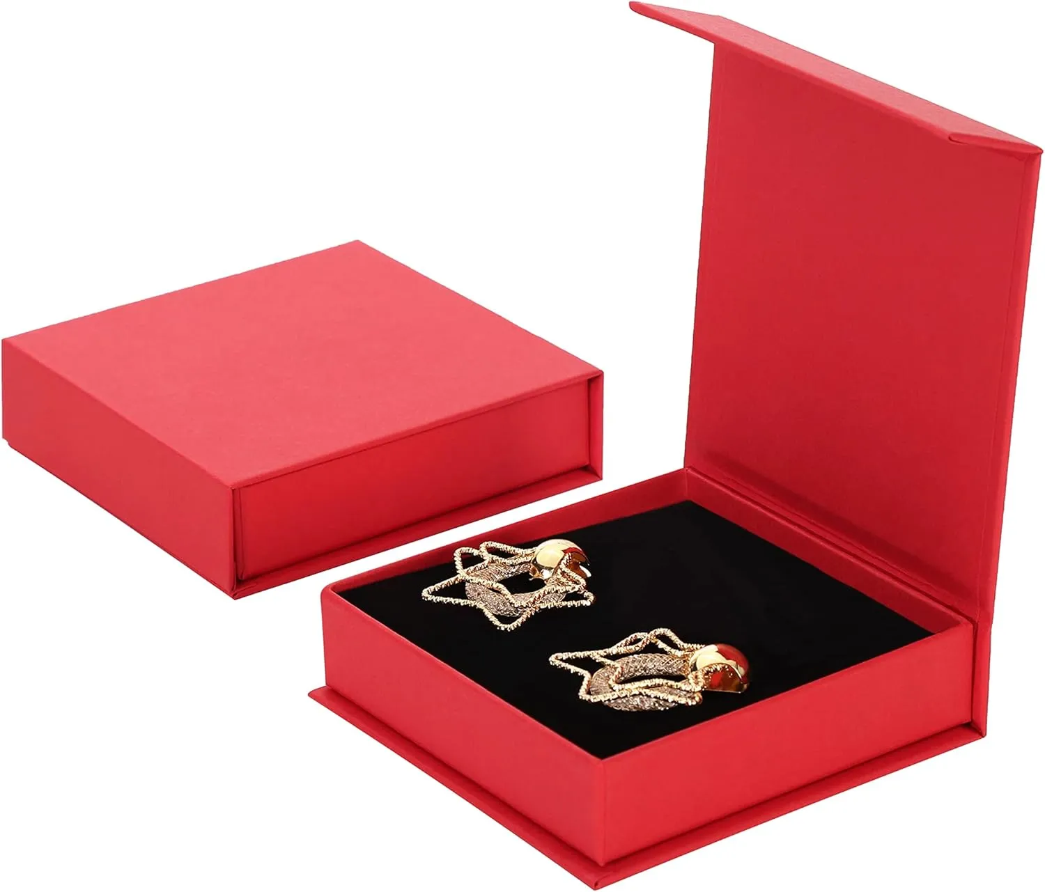 20 Pack Jewelry Gift Boxes Necklace Earring Ring Box Gift Box with Cotton Filled and Lids,Jewelry Box Gift Boxes 3.9x3.9x1.1inch (Red)