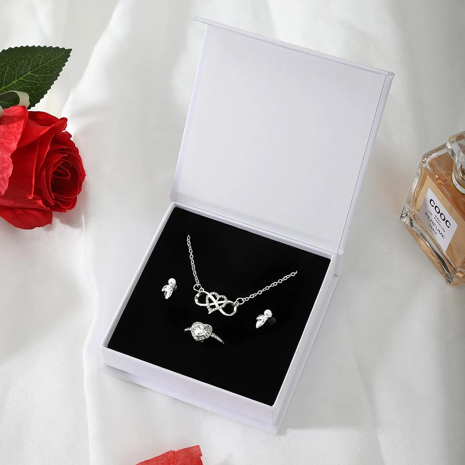 20 Pack Jewelry Gift Boxes Necklace Earring Ring Box Gift Box with Cotton Filled and Lids,Jewelry Box Gift Boxes 3.9x3.9x1.1inch (White)
