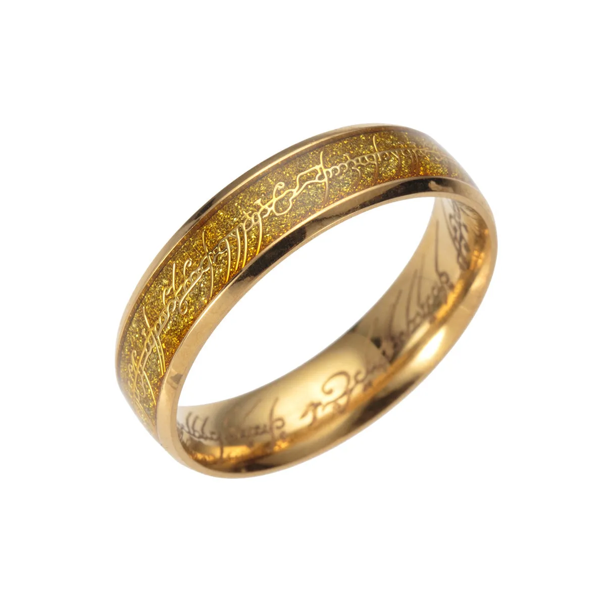 2017 New Magic Titanium Rings with Gold Plating and Black Sticker for Men and Women