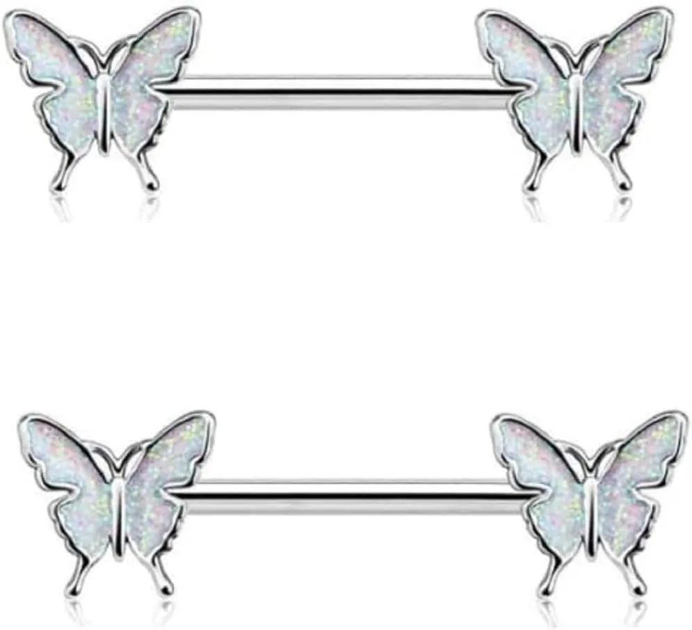 2022 Charm Butterfly Nipple Barbell 14g Colorful Charming Nipple Piercing Animals Jewelry Nipple Ring Bar Body Piercing Jewelry for Women