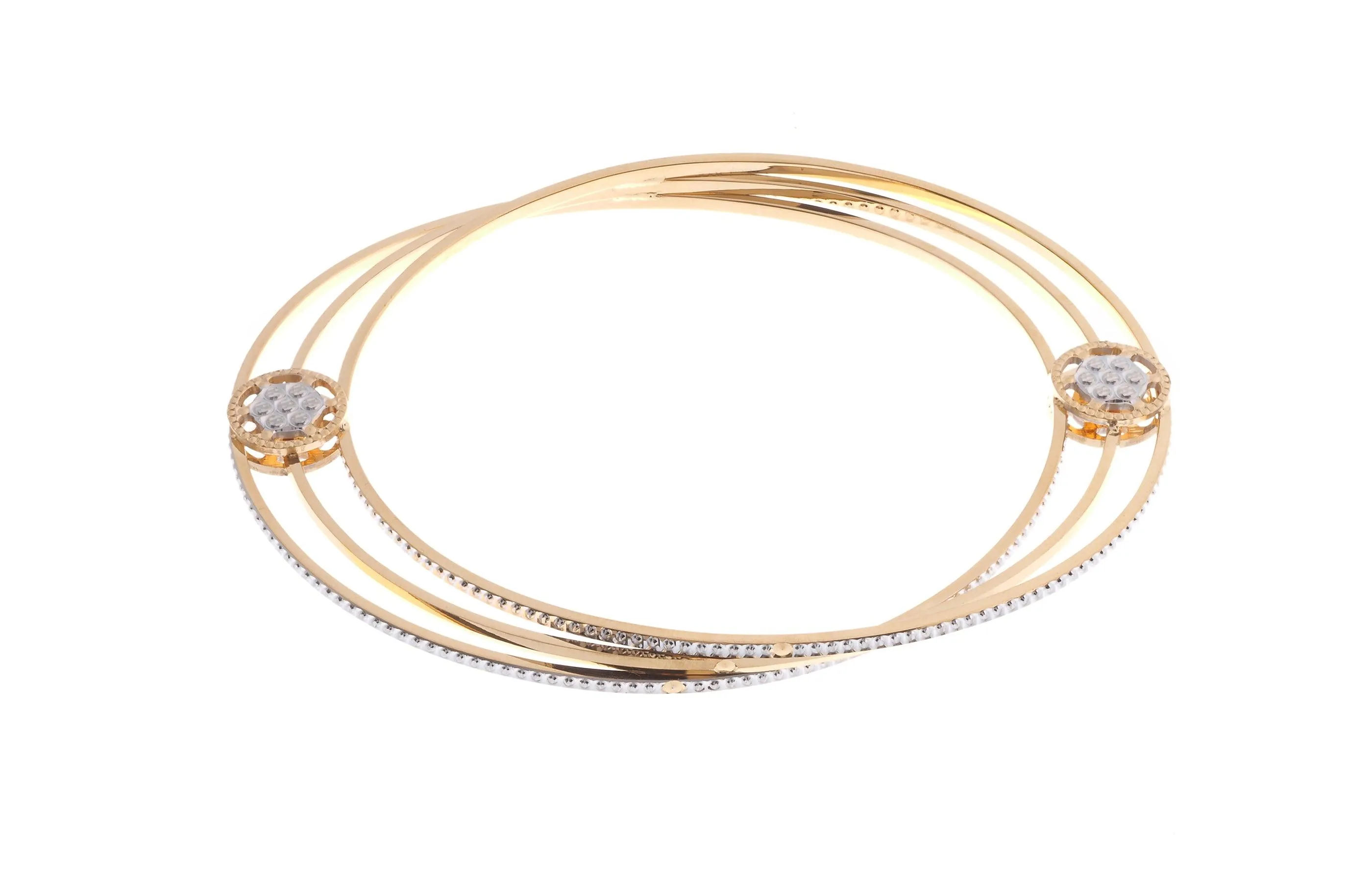 22ct Gold Bangle with Rhodium Design B-6929